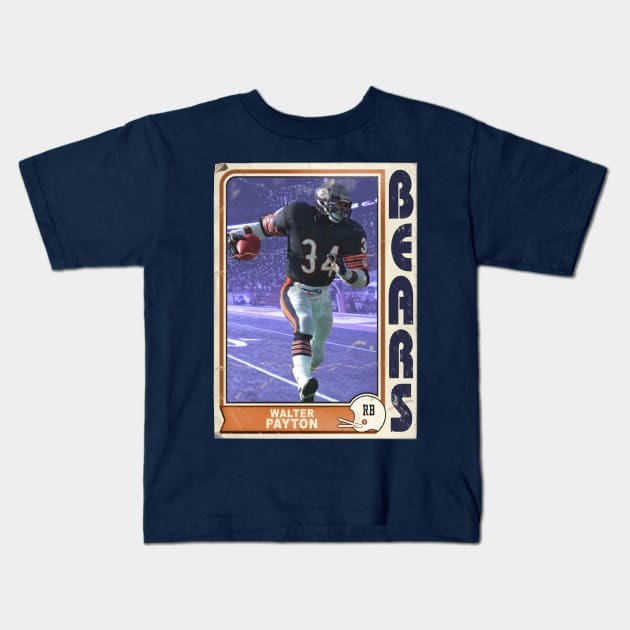 Retro Walter Payton Football Trading Card Kids T-Shirt by darklordpug